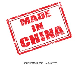  Red grunge stamp with the text made in China written inside