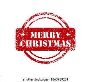 Red grunge stamp with text Merry Christmas written inside the stamp. Christmas vector stamps on white background
