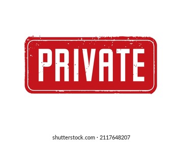 Roter Stempel und Text PRIVATE. Vektorgrafik.