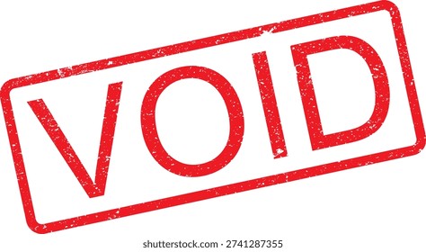 Red grunge stamp with the word VOID in bold sans-serif font, isolated on white background.