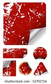 red grunge stickers - vector