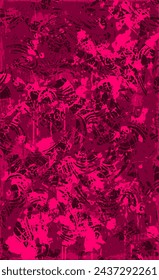 Red grunge style background. Vector texture of paint, streaks, blotches