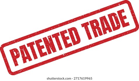 Un sello de estilo grunge rojo con "Patented Trade", adecuado para imágenes relacionadas con prácticas comerciales exclusivas, derechos comerciales o ventajas de mercado.