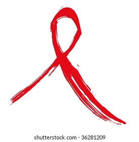 Red Grunge Support Ribbon