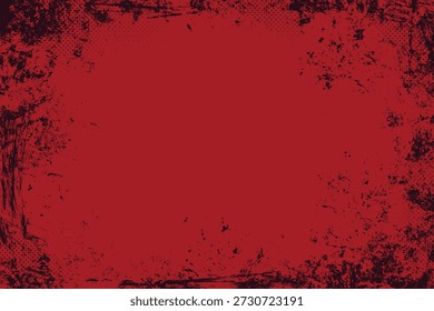 Red Grunge Texture Background. Abstract rough distressed paint strokes, scratch lines and heavy ink splatter. Overlay retro backdrop. Rugged abstract backdrop. Old grungy texture. Perfect for media
