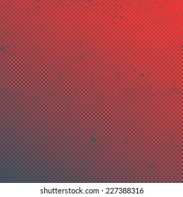 A red grunge texture halftone pattern background
