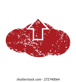 Red grunge upload cloud logo on a white background. Vector illustration