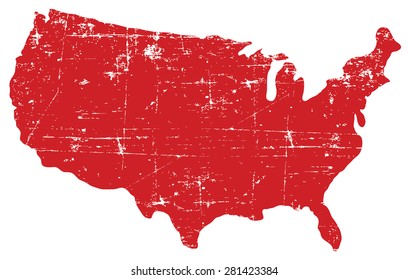 Red Grunge USA Map