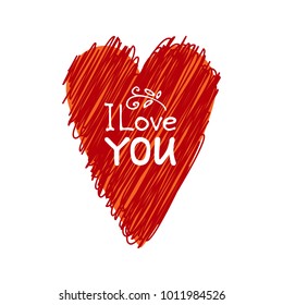 Red grunge Valentines heart isolated on white background. Design element for greeting cards and holiday decorations. Valentines Day illustration.