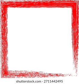 Borde cuadrado del marco del cepillo de Vector rojo del grunge, forma de fondo gráfica del Vector del contorno de la pintura áspera
