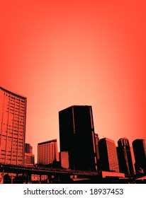 Red Grunge Vector Cityscape (Sydney Australia)