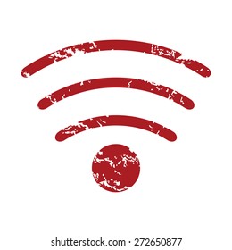 Red grunge wi-fi logo on a white background. Vector illustration