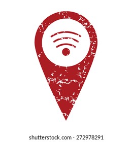Red grunge wi-fi pointer logo on a white background. Vector illustration