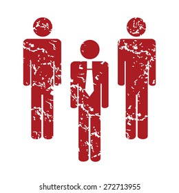 Red grunge working team logo on a white background. Vector illustration