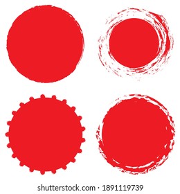 Red grungy circle blob, blotch vector
