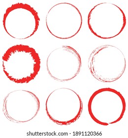 Red grungy circle blob, blotch vector