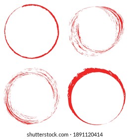 Red grungy circle blob, blotch vector