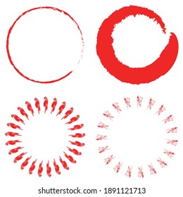 Red grungy circle blob, blotch vector