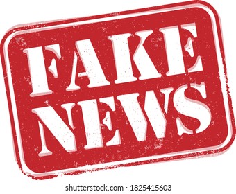 red grungy FAKE NEWS label or stamp isolated on white background vector illustration