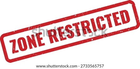 Red grungy rubber stamp reading 'Restricted' isolated on white background. Indicates limited access or prohibition for documents, reports, forms, and workflow status labels. Vector style design.