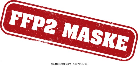 sello de goma gris rojo con texto FFP2 MASKE, alemán para máscara N95, ilustración vectorial