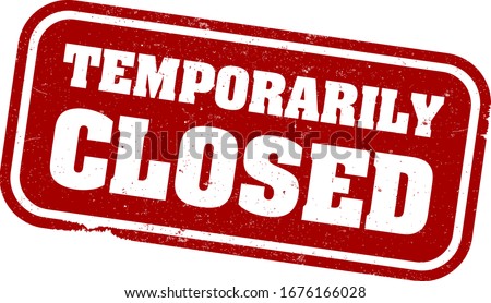red grungy TEMPORARILY CLOSED rubber stamp print or sign vector illustration Stock foto © 