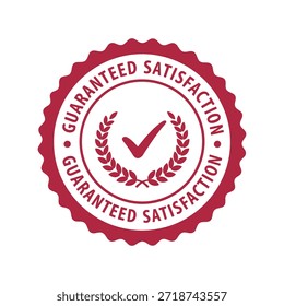 Sello de satisfacción garantizado rojo con Vector de marca de verificación