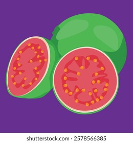 red guava fruit fresh flat design fruit exotic and fresh fruits