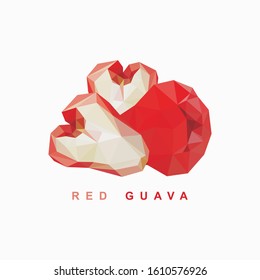 Red Guava fruit Low poly vector