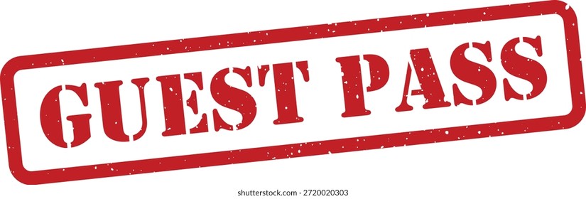 Red guest pass stamp on white background
