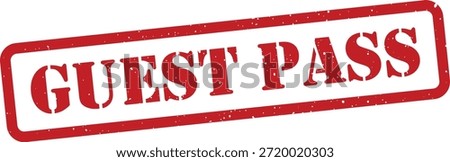 Red guest pass stamp on white background