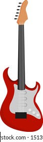 Red guitar, illustration, vector on white background.