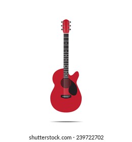  Red guitar isolated on white background