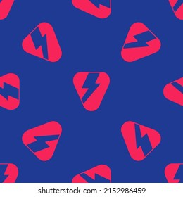 Red Guitar pick icon isolated seamless pattern on blue background. Musical instrument.  Vector