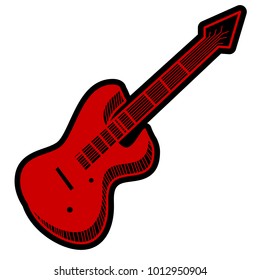 Red guitar sticker design.