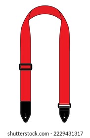 Red Guitar Strap Template on White Background, Vector File