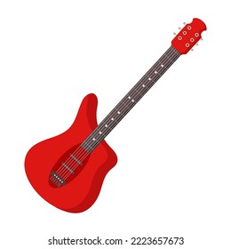 Red guitar for web design on white background