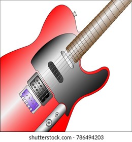 
Red guitar, white background