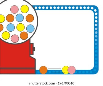 Red Gumball Machine with Blue Border Background, Vector