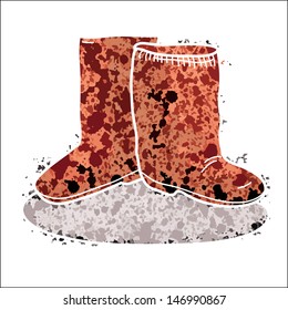 Red gumboots icon. Vector art