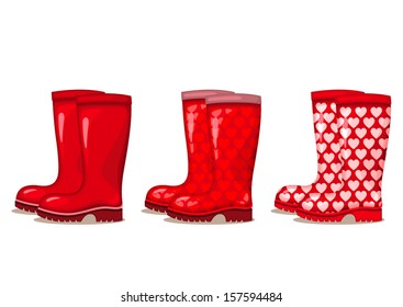 red gumboots set