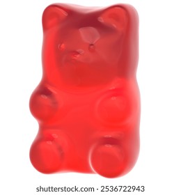 Oso de goma rojo 3D transparente