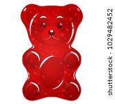Red gummy bear candy isolated on white background