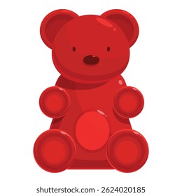 Red gummy bear sitting down on white background
