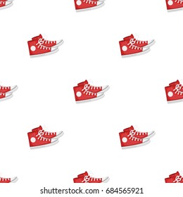 Red gumshoes icon in cartoon style isolated on white background. Hipster style symbol stock vector illustration.