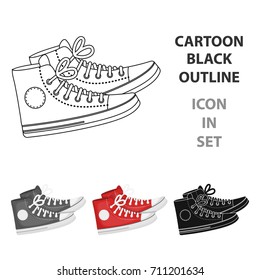 Red gumshoes icon in cartoon style isolated on white background. Hipster style symbol stock vector illustration.