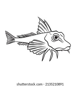 Red Gurnard Fish. Vector illustration 