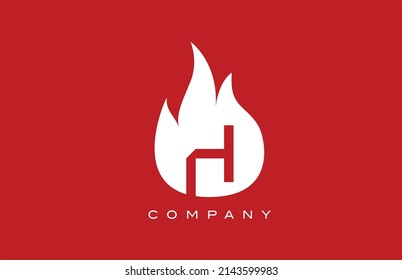 red H fire flames alphabet letter logo design. Creative icon template for company  and business