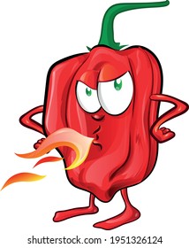 red habanero mascot character with flames 