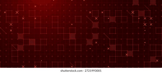 Red Hacked Aesthetic Grid Background. Grid for Virtual Technology. System Hacked Background. Design for Science Fiction Theme, Artificial Intelligence, Network and Hi-Tech. Vector Illustration